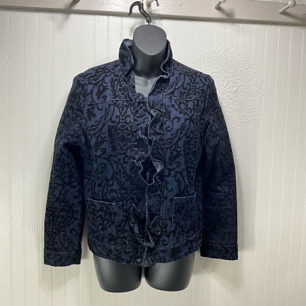 TANTRUMS Velvet Embossed Denim Jacket
